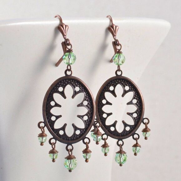 Oval Filigree Chandelier Earrings - Picture 1 of 2